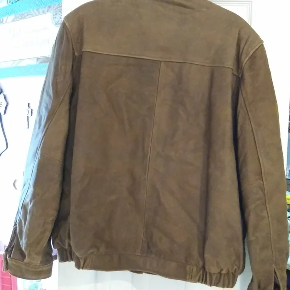Men's Izod Soft Leather Jacket Full Zip Lined Distressed Brown Size Large